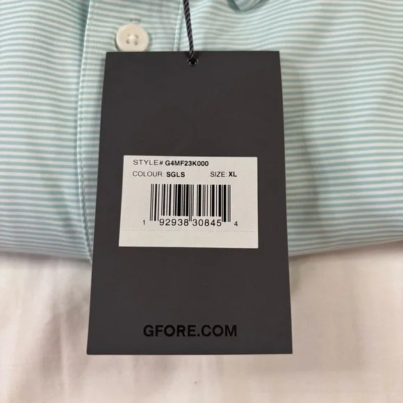 G/FORE Fjord Feeder Stripe Tech Jersey Golf Polo SGLS Seaglass Men’s Size XL - Picture 6 of 6